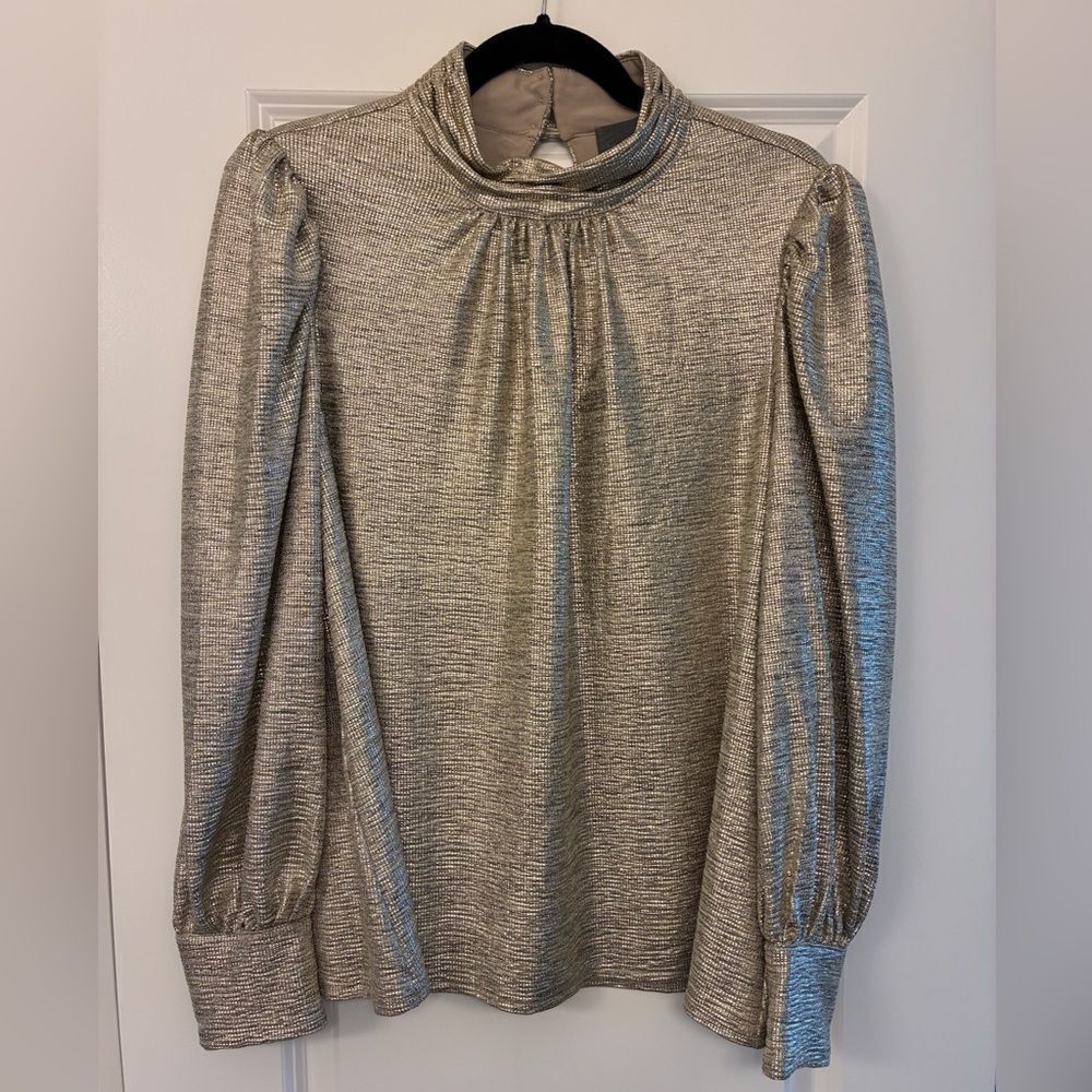 ANTHROPOLOGIE SUNDAY IN BROOKLYN Long Sleeve Metallic Top Women’s Size Medium